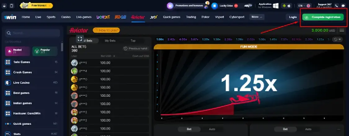 Aviator registration